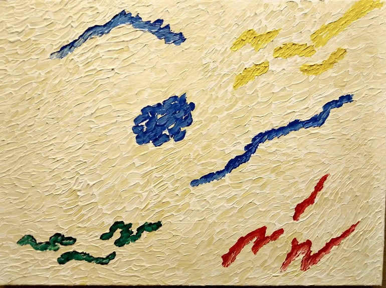 Nanhada(Colors, letters, patterns are not neat and disorderly, making them dizzy and cluttered.)
